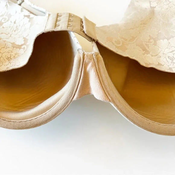 Soma Vanishing Back Beige Lace Print Bra Size 40C Underwire Support Minimizer - Picture 5 of 8